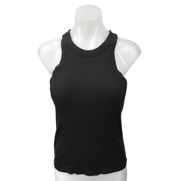 WSLY Black Ribbed Racerback Sleeveless Crew Neck Stretch Knit Tank Top Size XL - Picture 1 of 5